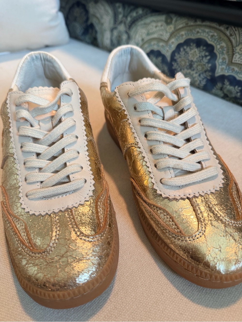 Women’s Dolce Vita Metallic Gold Leather Lace-Up Sneakers